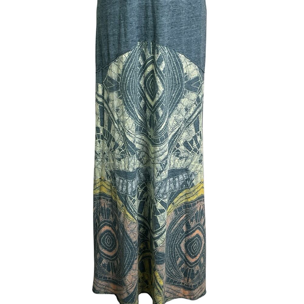 We The Free People Maxi Dress S/P Teal Tribal Print Adjustable Straps Boho - Picture 7 of 14